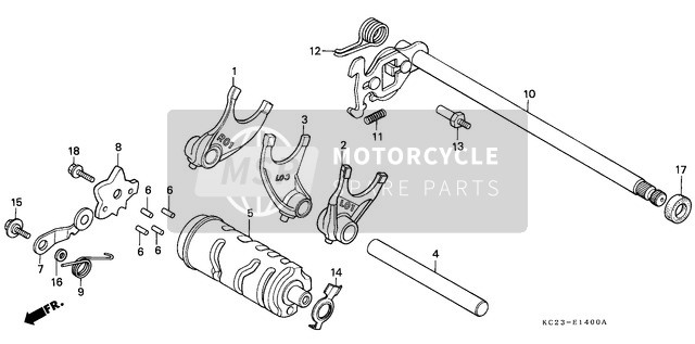 Honda CM125C 1992 Schakelwals/Schakelvork voor een 1992 Honda CM125C